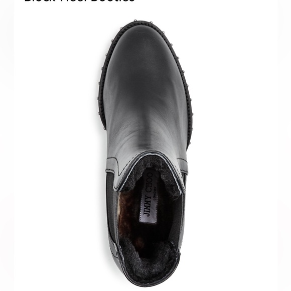 Jimmy Choo Women's Merril 65 Leather & Shearling Block-Heel Booties Size 39 1/2 - Picture 3 of 12